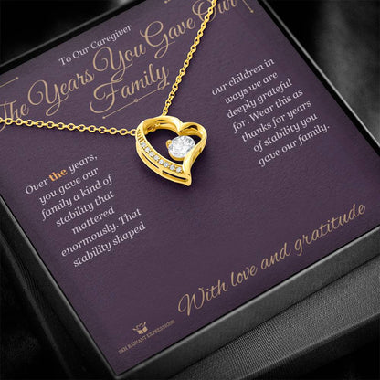 Engraved Forever Love Necklace with message for caregiver