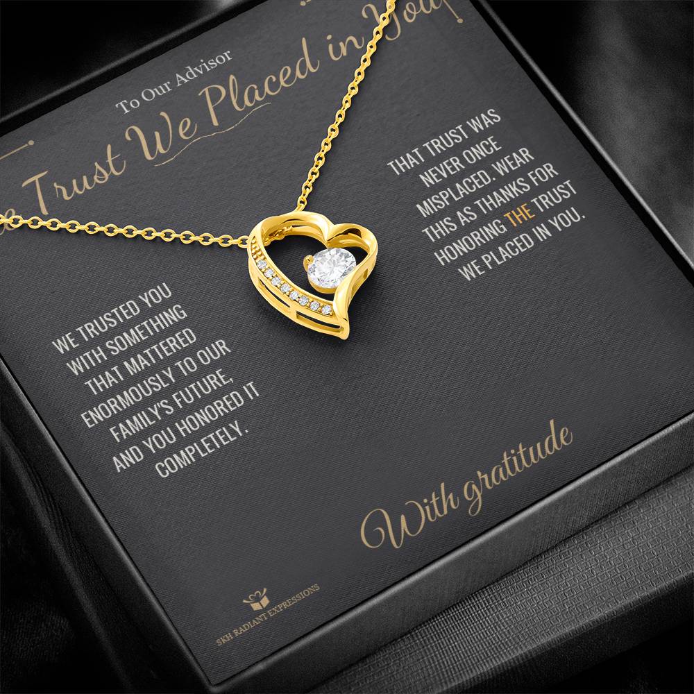 Engraved Forever Love Necklace with message for advisor