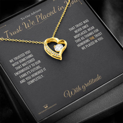 Engraved Forever Love Necklace with message for advisor