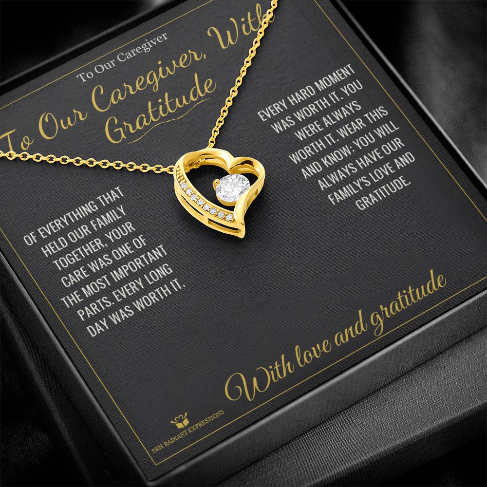 Engraved Forever Love Necklace with message for caregiver