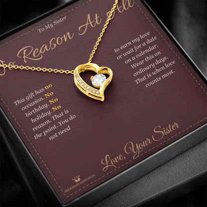 Forever Love Necklace engraved with your own words for sister