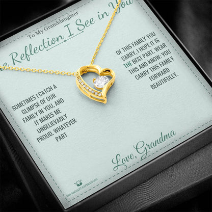 Forever Love Necklace engraved with your own words for granddaughter