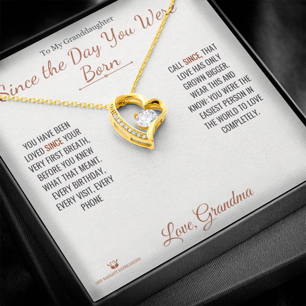 Forever Love Necklace engraved with your own words for granddaughter