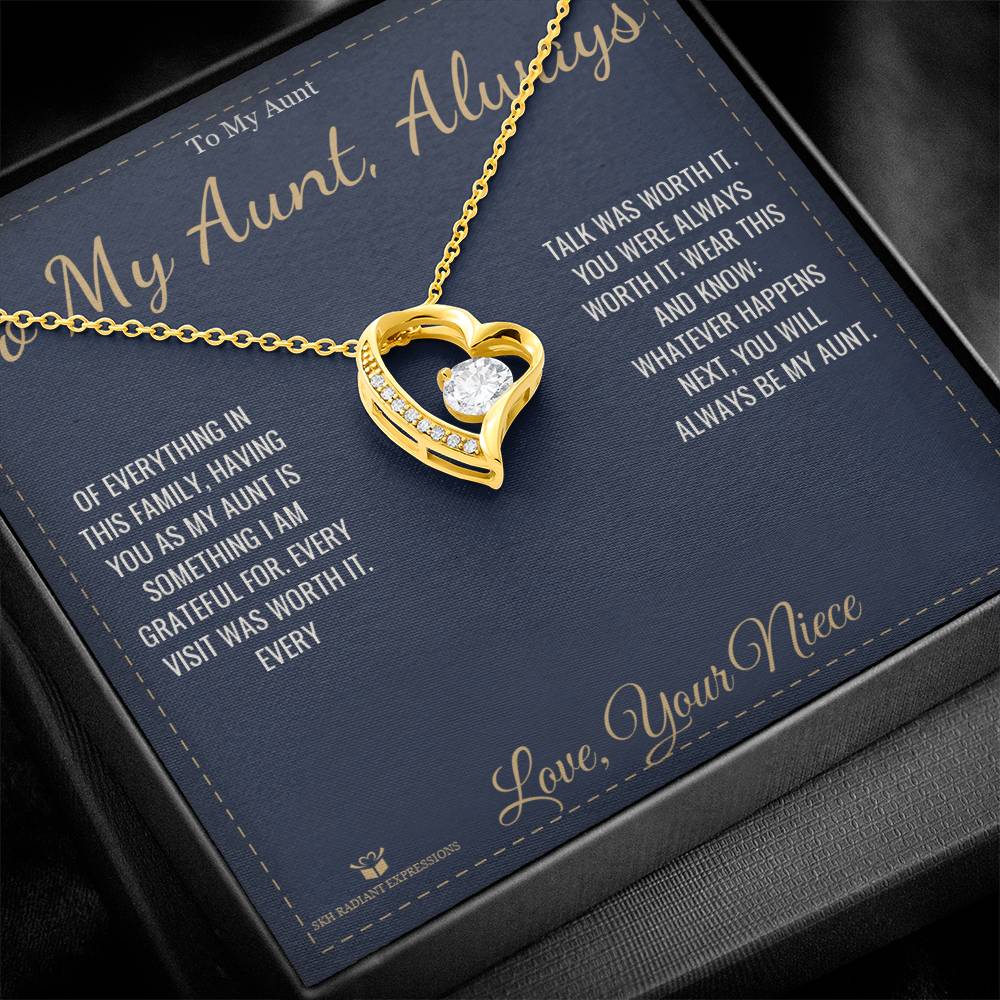 Forever Love Necklace with personalized message card for aunt