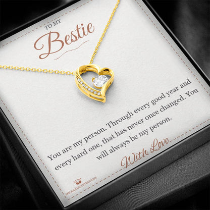 Forever Love Necklace with personalized message card for best friend