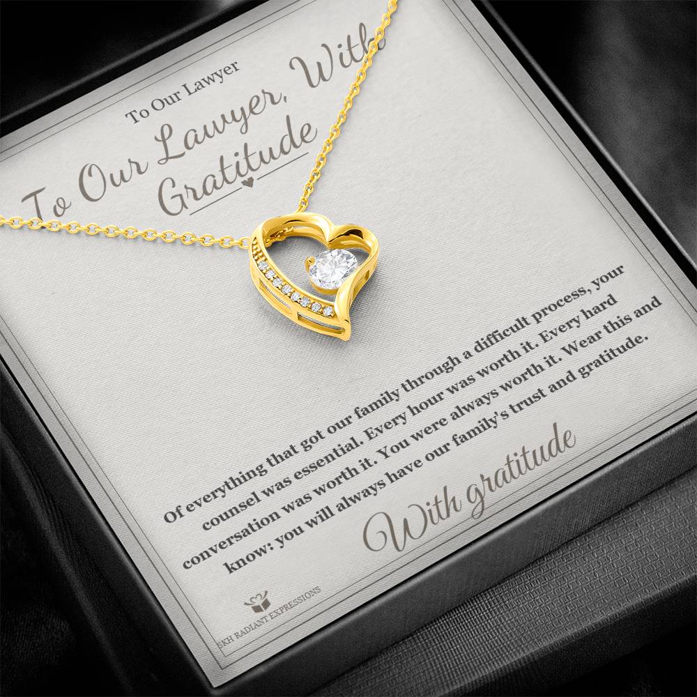 To Our Lawyer, With Gratitude - Forever Love Necklace for Lawyer - personalized keepsake gift from SKH Radiant Expressions