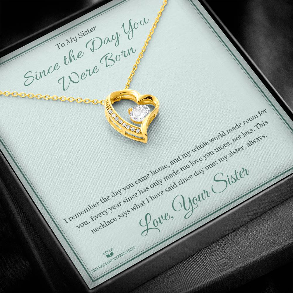 Since the Day You Were Born - Forever Love Necklace for Sister - personalized keepsake gift from SKH Radiant Expressions