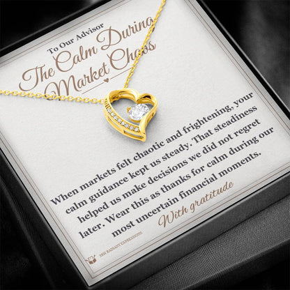 Forever Love Necklace with personalized message card for advisor