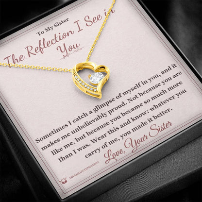 Engraved Forever Love Necklace with message for sister