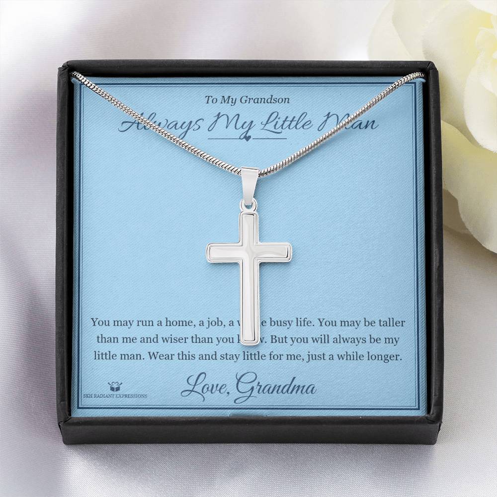Always My Little Man - Artisan Cross Necklace for Grandson - personalized keepsake gift from SKH Radiant Expressions