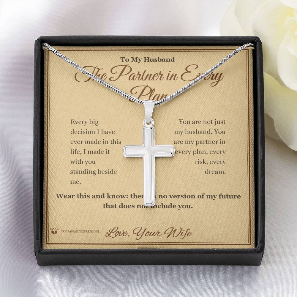 The Partner in Every Plan - Artisan Cross Necklace for Husband - personalized keepsake gift from SKH Radiant Expressions