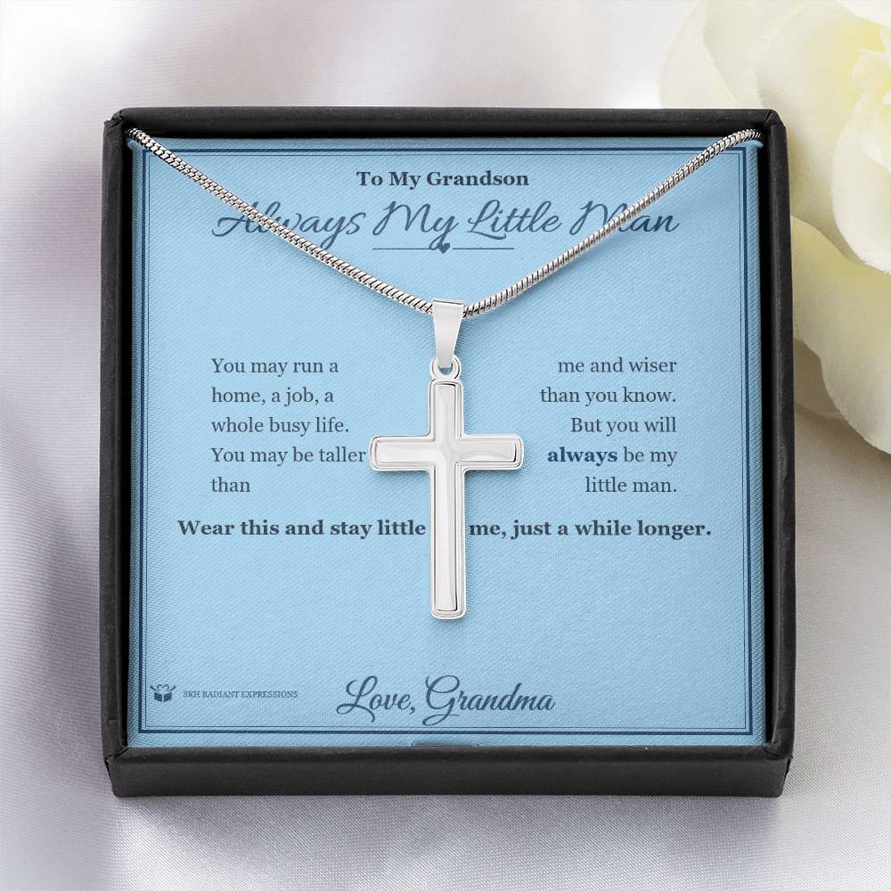 Always My Little Man - Artisan Cross Necklace for Grandson - personalized keepsake gift from SKH Radiant Expressions