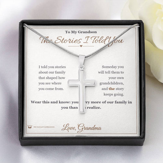 The Stories I Told You - Artisan Cross Necklace for Grandson - personalized keepsake gift from SKH Radiant Expressions