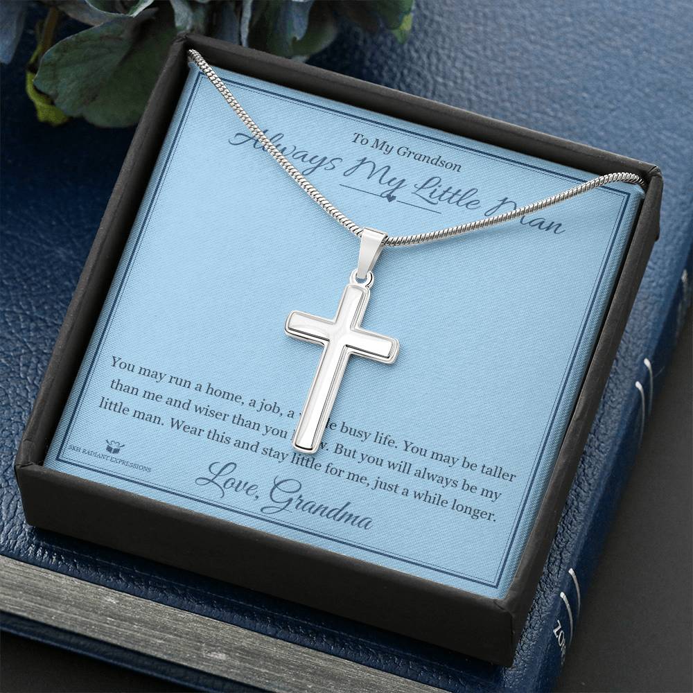Always My Little Man - Artisan Cross Necklace for Grandson - personalized keepsake gift from SKH Radiant Expressions