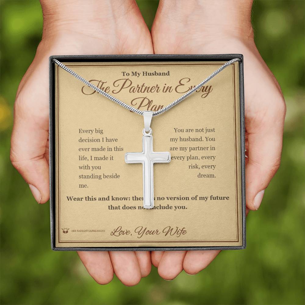 The Partner in Every Plan - Artisan Cross Necklace for Husband - personalized keepsake gift from SKH Radiant Expressions