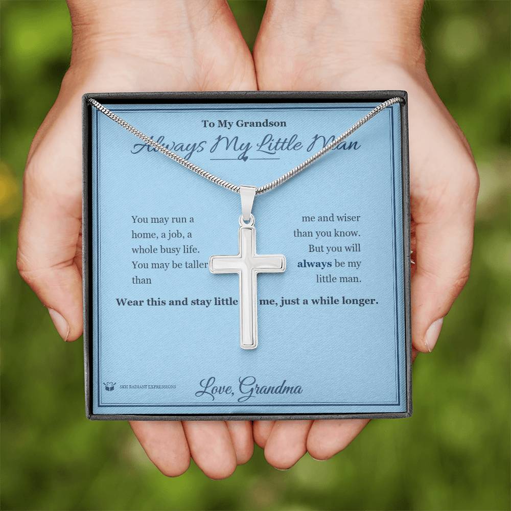 Always My Little Man - Artisan Cross Necklace for Grandson - personalized keepsake gift from SKH Radiant Expressions