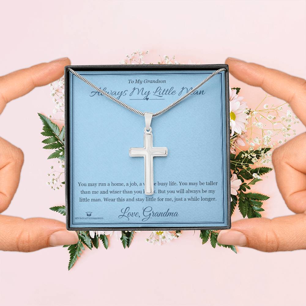 Always My Little Man - Artisan Cross Necklace for Grandson - personalized keepsake gift from SKH Radiant Expressions