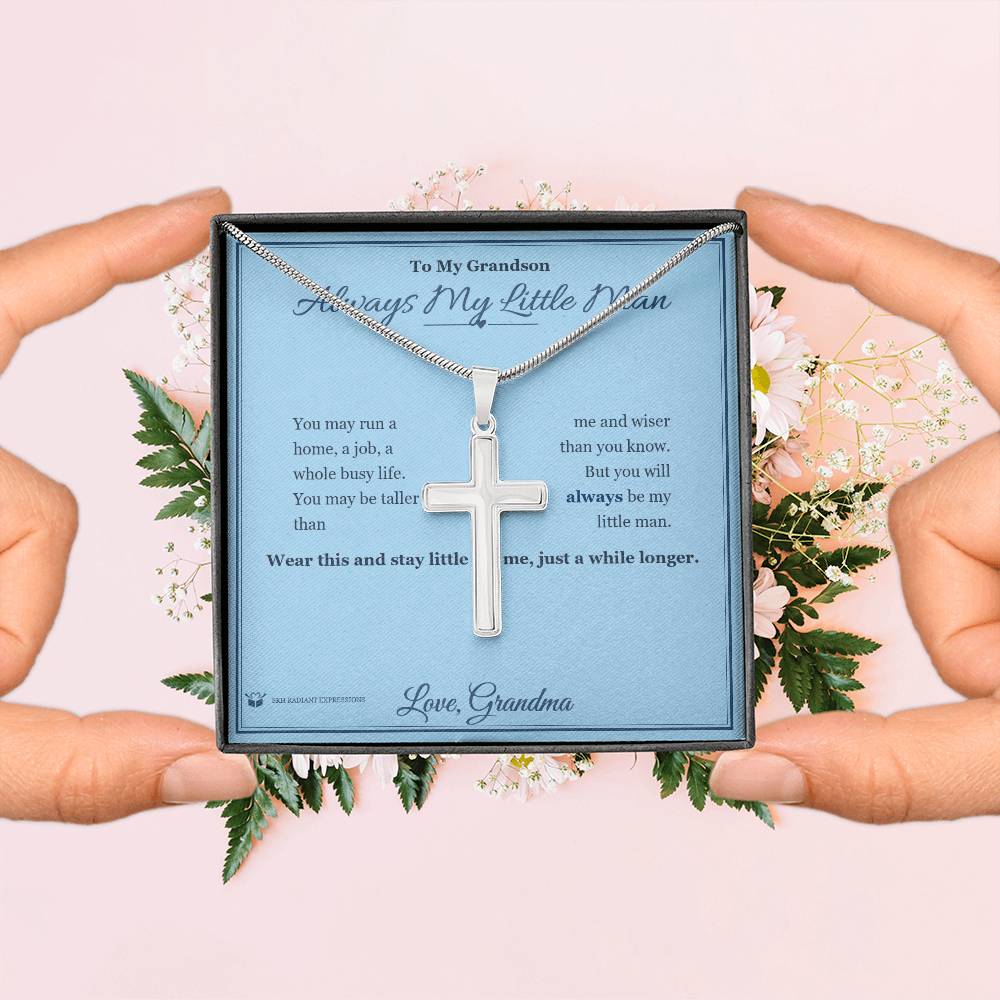 Always My Little Man - Artisan Cross Necklace for Grandson - personalized keepsake gift from SKH Radiant Expressions