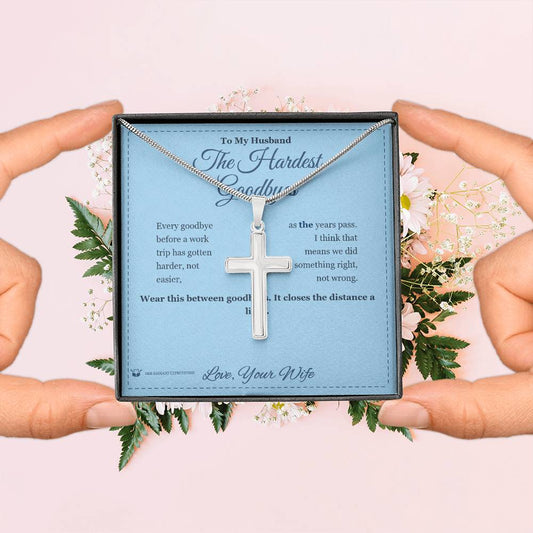 The Hardest Goodbyes - Artisan Cross Necklace for Husband - personalized keepsake gift from SKH Radiant Expressions