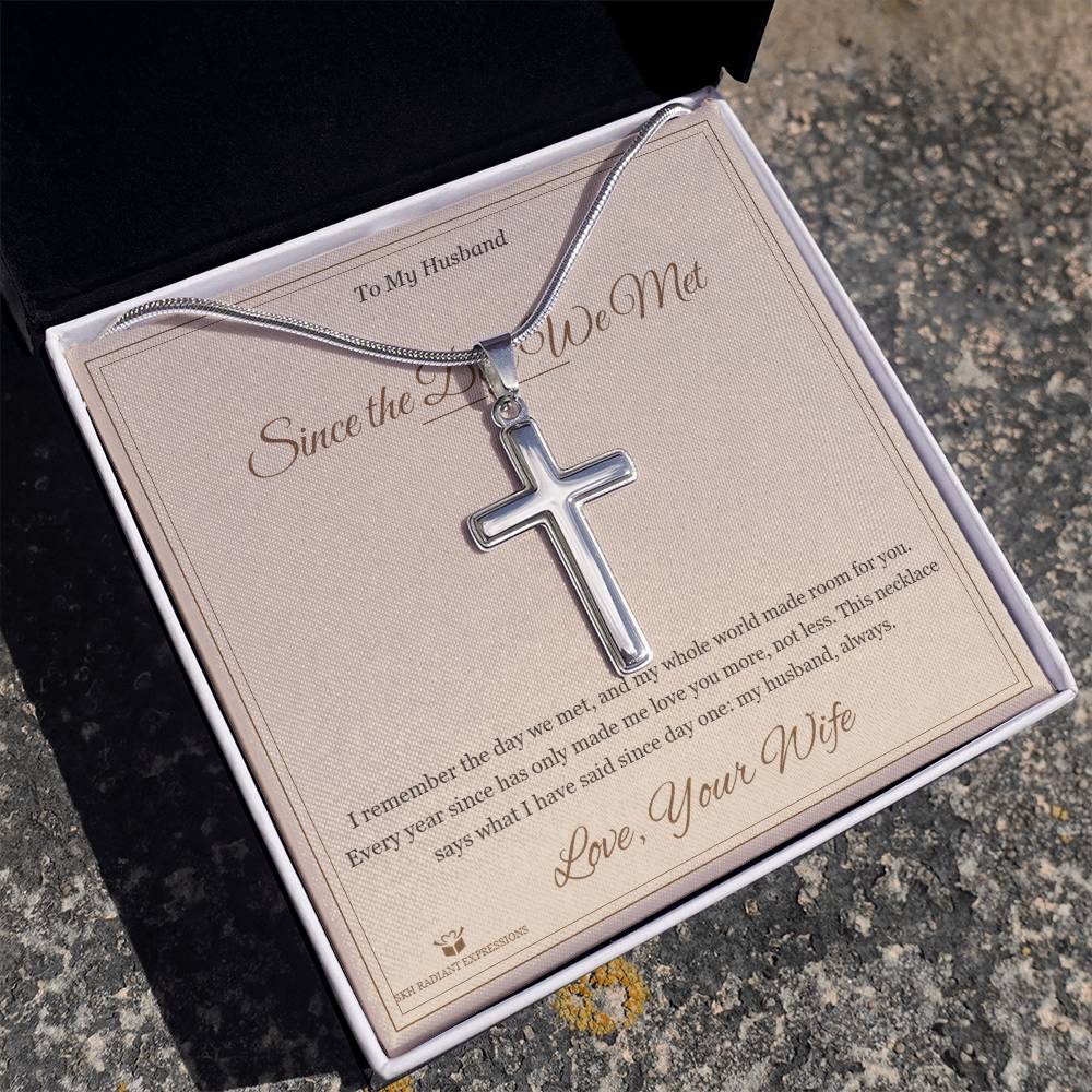 Since the Day We Met - Artisan Cross Necklace for Husband - personalized keepsake gift from SKH Radiant Expressions