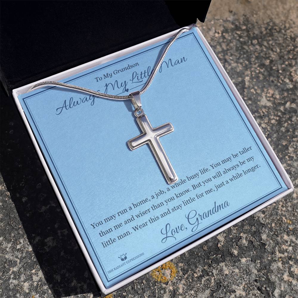 Always My Little Man - Artisan Cross Necklace for Grandson - personalized keepsake gift from SKH Radiant Expressions