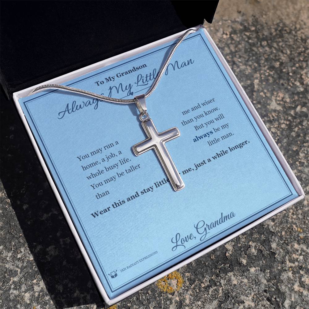 Always My Little Man - Artisan Cross Necklace for Grandson - personalized keepsake gift from SKH Radiant Expressions