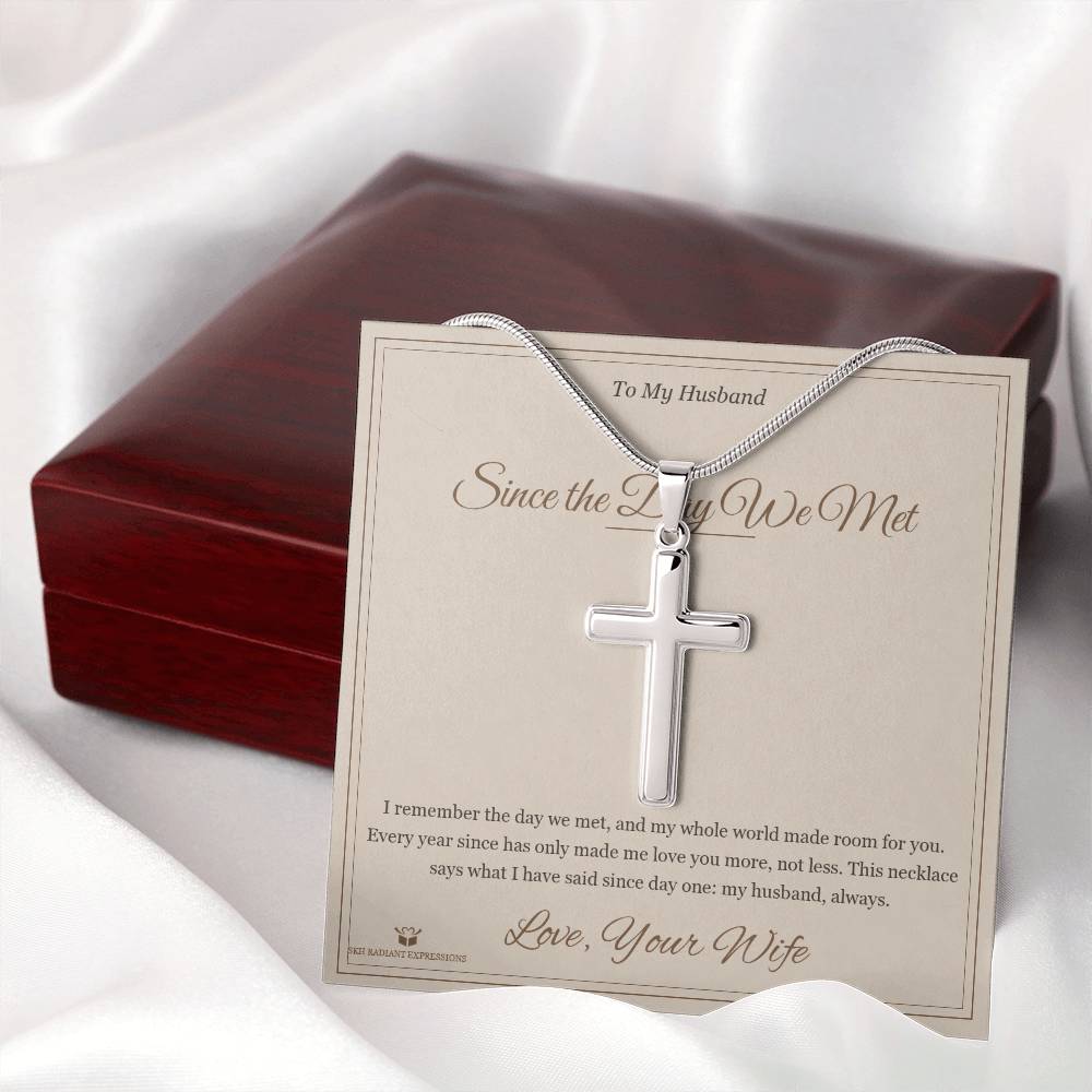 Since the Day We Met - Artisan Cross Necklace for Husband - personalized keepsake gift from SKH Radiant Expressions