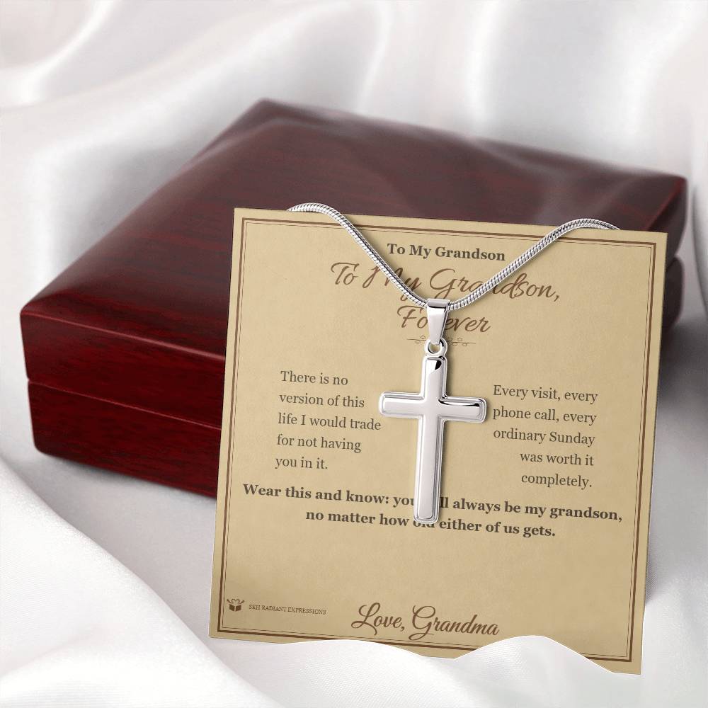 To My Grandson, Forever - Artisan Cross Necklace for Grandson - personalized keepsake gift from SKH Radiant Expressions