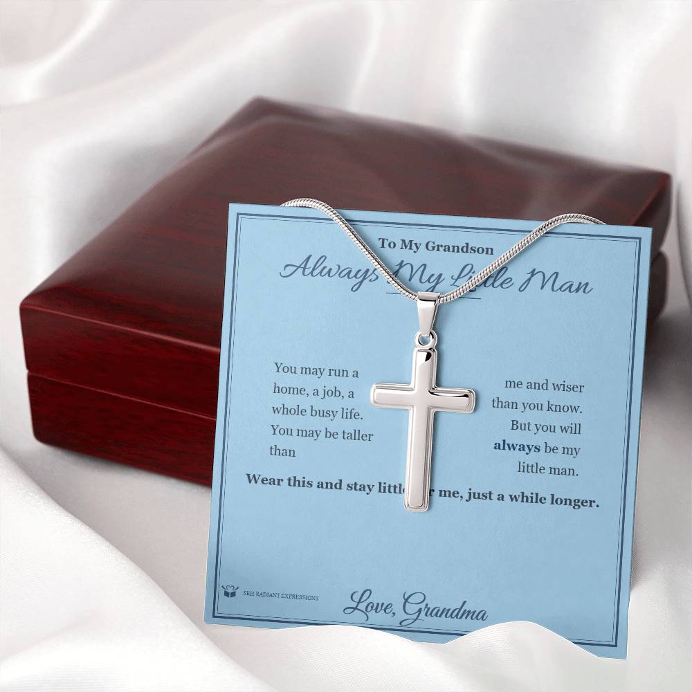 Always My Little Man - Artisan Cross Necklace for Grandson - personalized keepsake gift from SKH Radiant Expressions