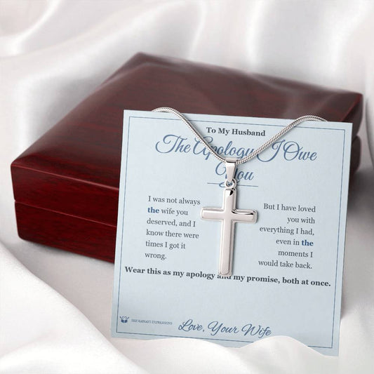 The Apology I Owe You - Artisan Cross Necklace for Husband - personalized keepsake gift from SKH Radiant Expressions