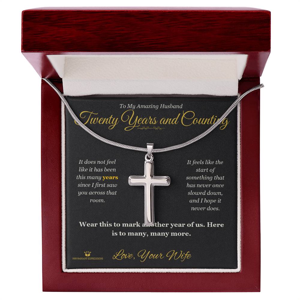 Twenty Years and Counting - Artisan Cross Necklace for Husband