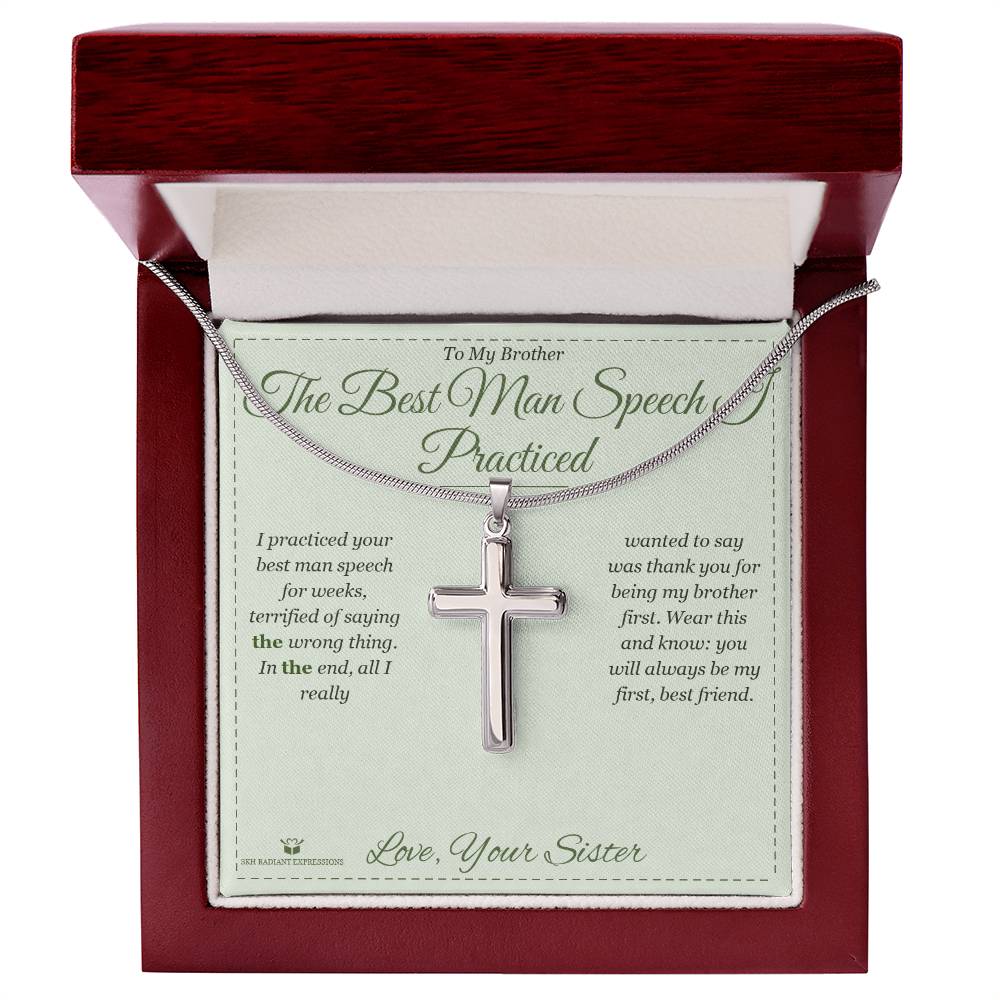 The Best Man Speech I Practiced - Artisan Cross Necklace for Brother