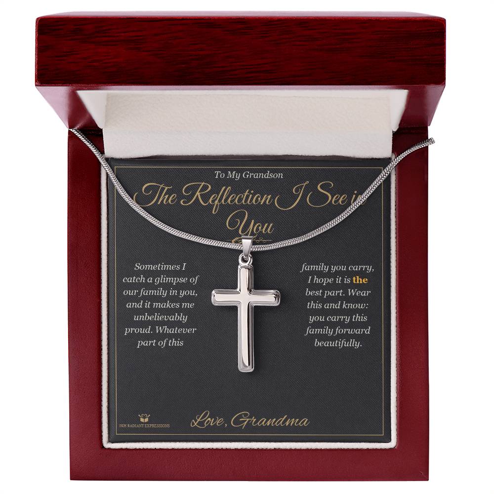 The Reflection I See in You - Artisan Cross Necklace for Grandson