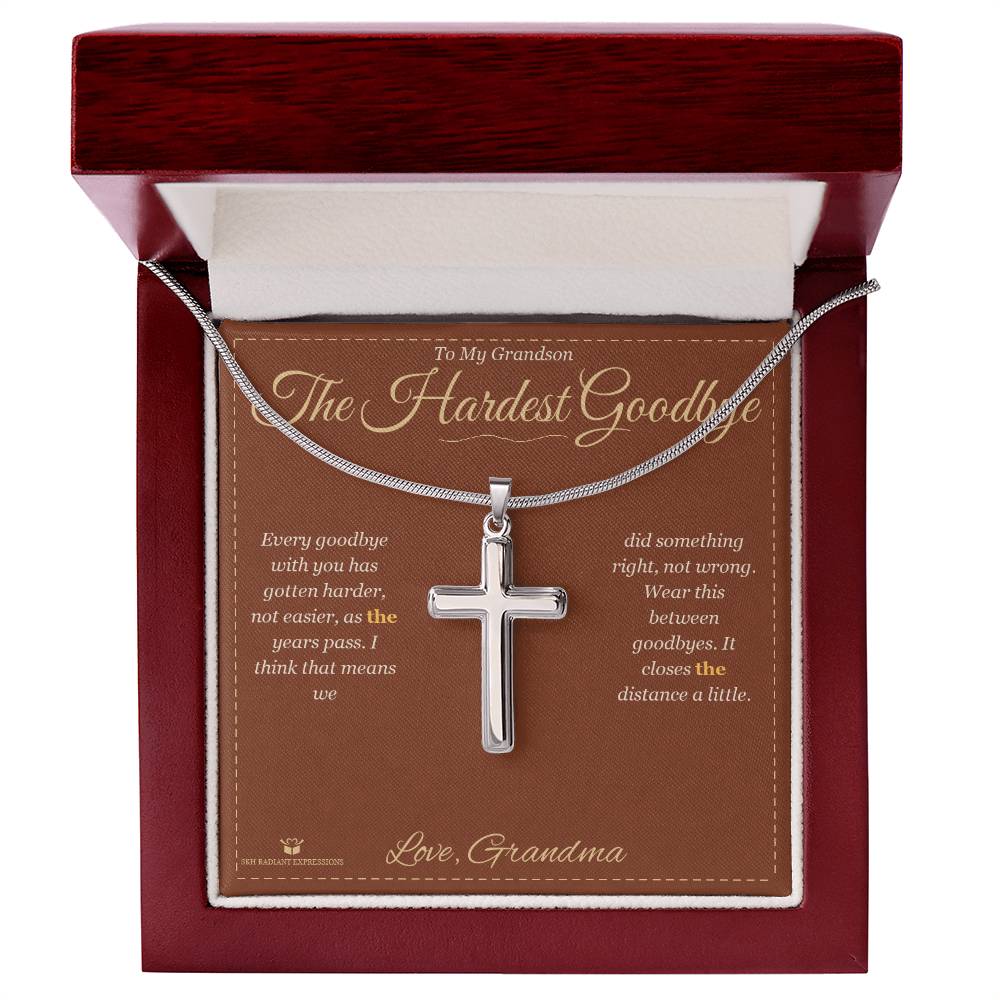 The Hardest Goodbye - Artisan Cross Necklace for Grandson