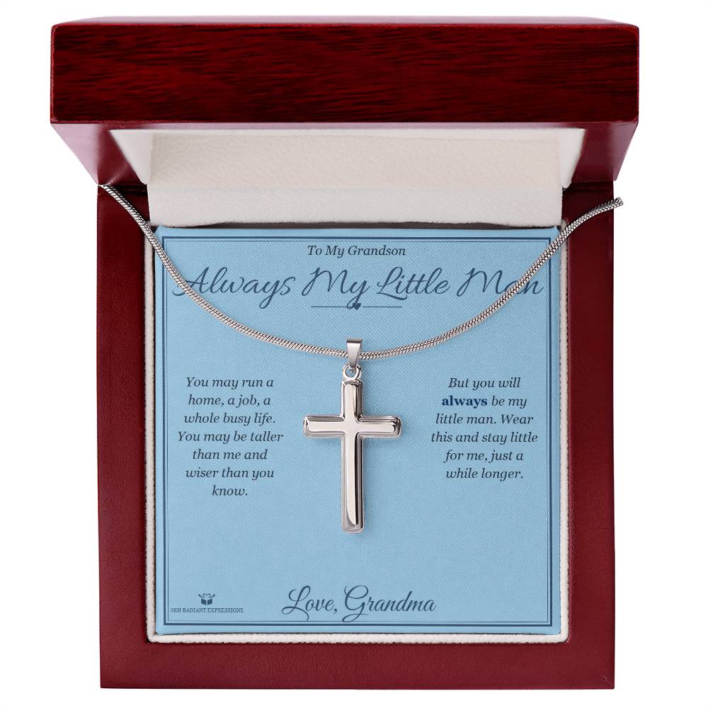 Always My Little Man - Artisan Cross Necklace for Grandson