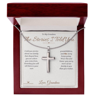 Personalized Artisan Cross Necklace for grandson