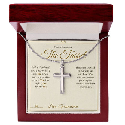 Personalized Artisan Cross Necklace for grandson