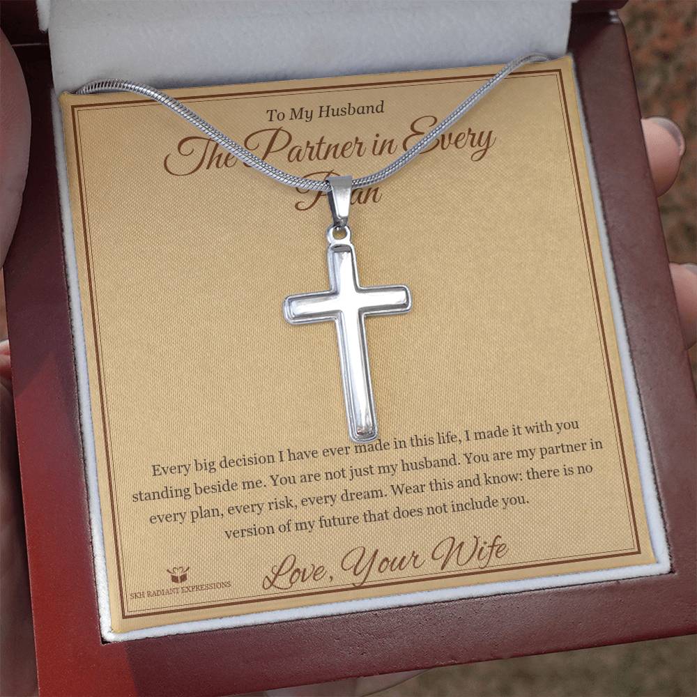 The Partner in Every Plan - Artisan Cross Necklace for Husband - personalized keepsake gift from SKH Radiant Expressions