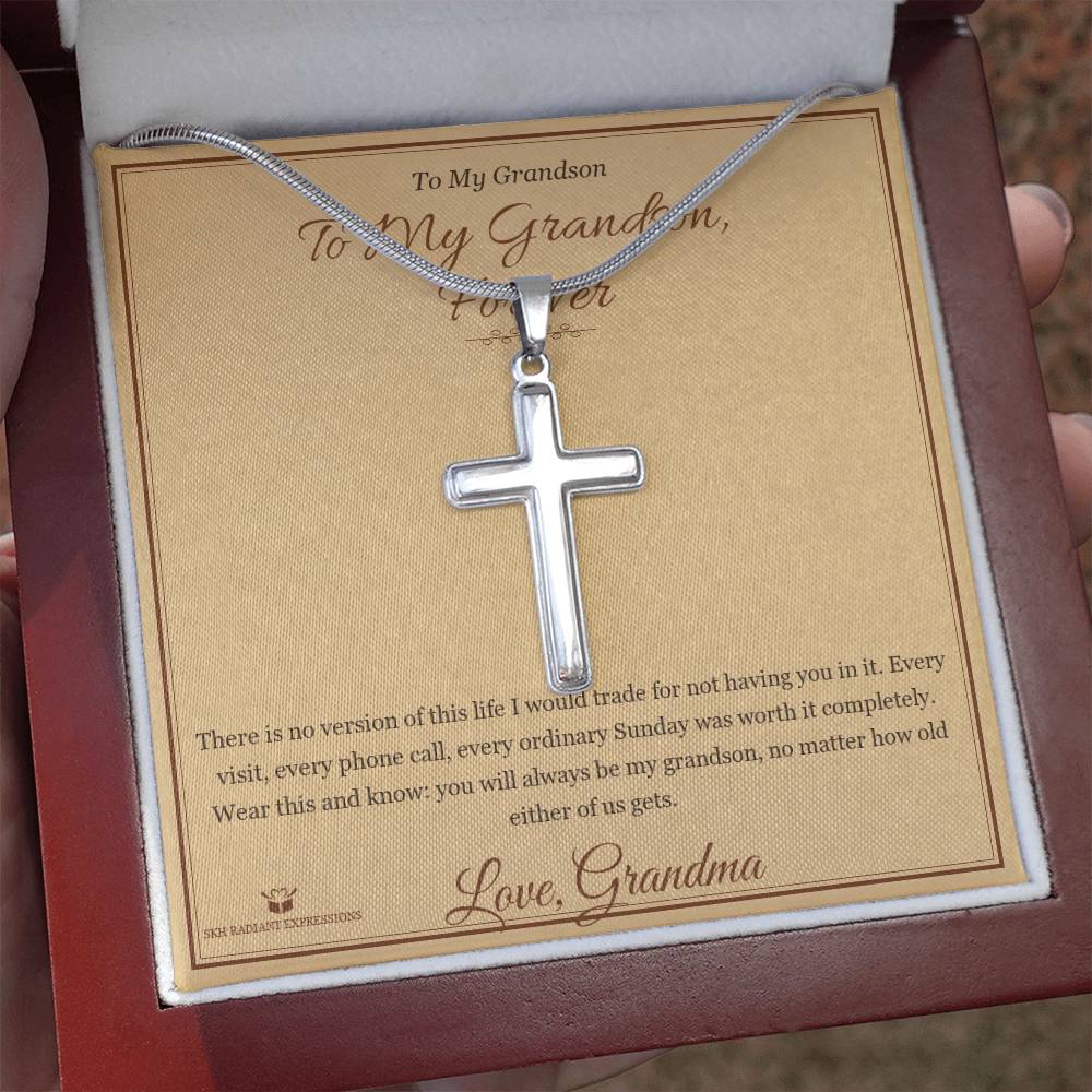 To My Grandson, Forever - Artisan Cross Necklace for Grandson - personalized keepsake gift from SKH Radiant Expressions