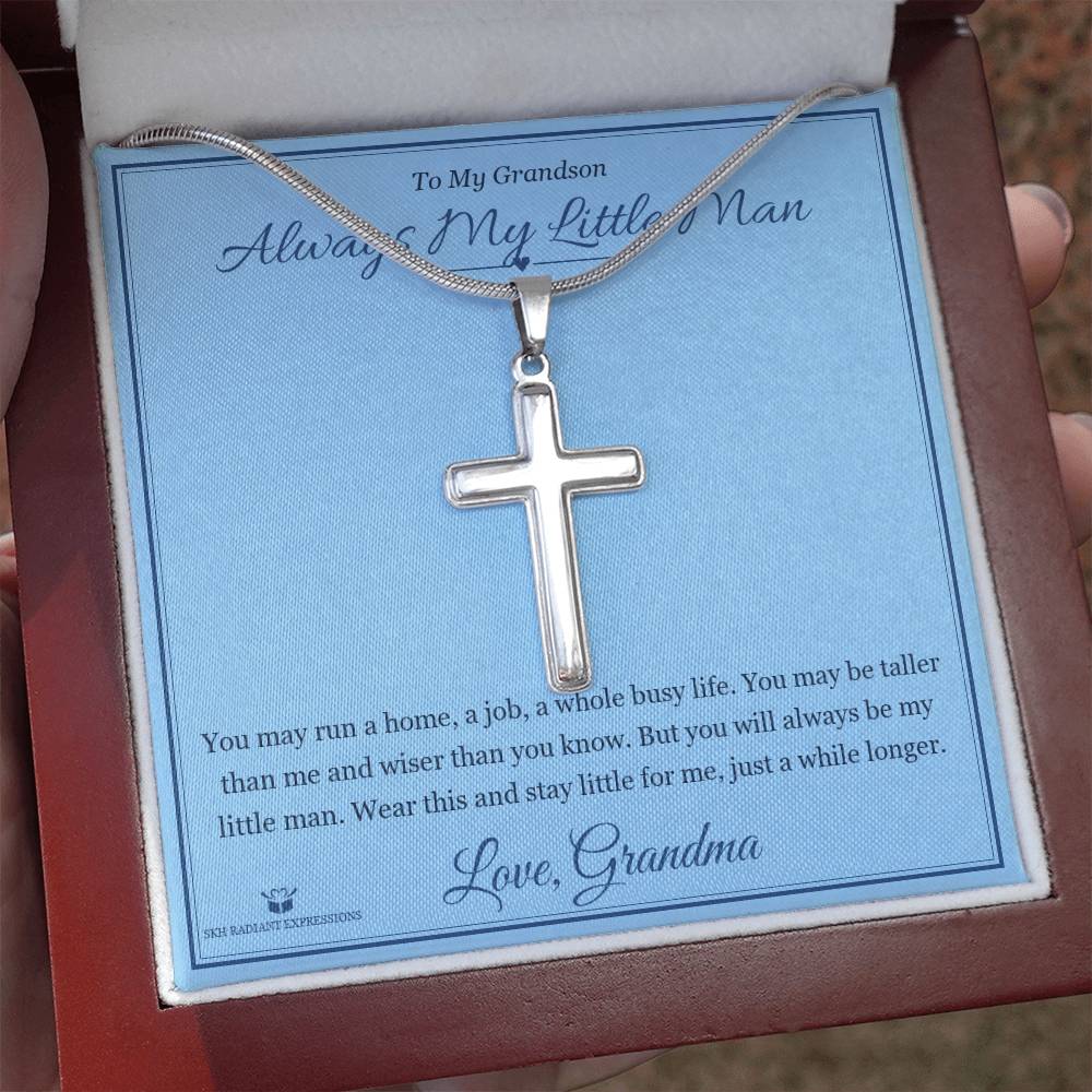 Always My Little Man - Artisan Cross Necklace for Grandson - personalized keepsake gift from SKH Radiant Expressions