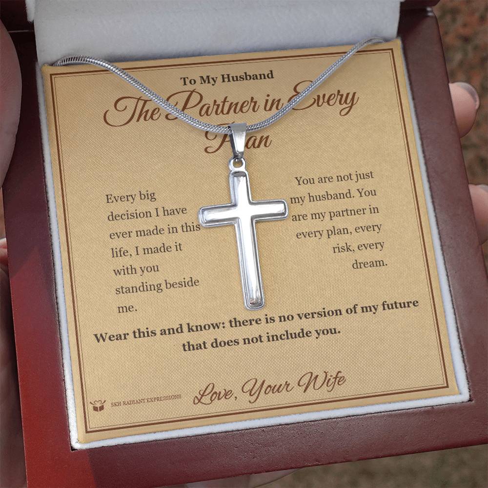 The Partner in Every Plan - Artisan Cross Necklace for Husband - personalized keepsake gift from SKH Radiant Expressions