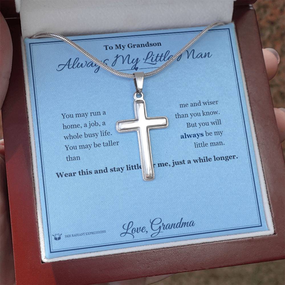 Always My Little Man - Artisan Cross Necklace for Grandson - personalized keepsake gift from SKH Radiant Expressions