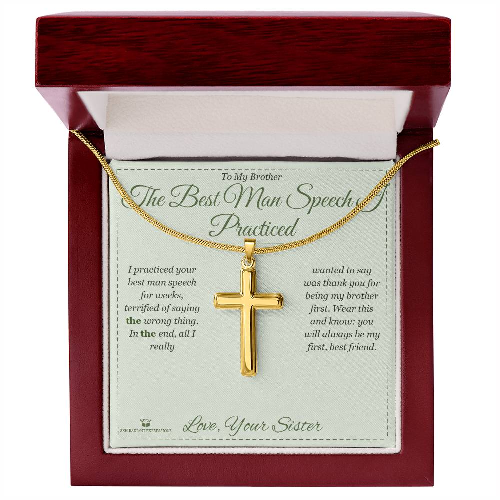 The Best Man Speech I Practiced - Artisan Cross Necklace for Brother