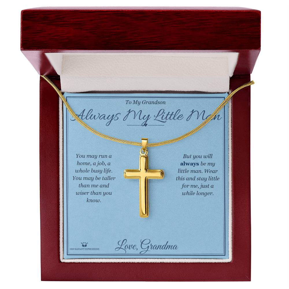 Always My Little Man - Artisan Cross Necklace for Grandson