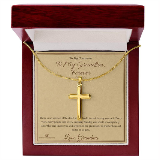 To My Grandson, Forever - Artisan Cross Necklace for Grandson - personalized keepsake gift from SKH Radiant Expressions