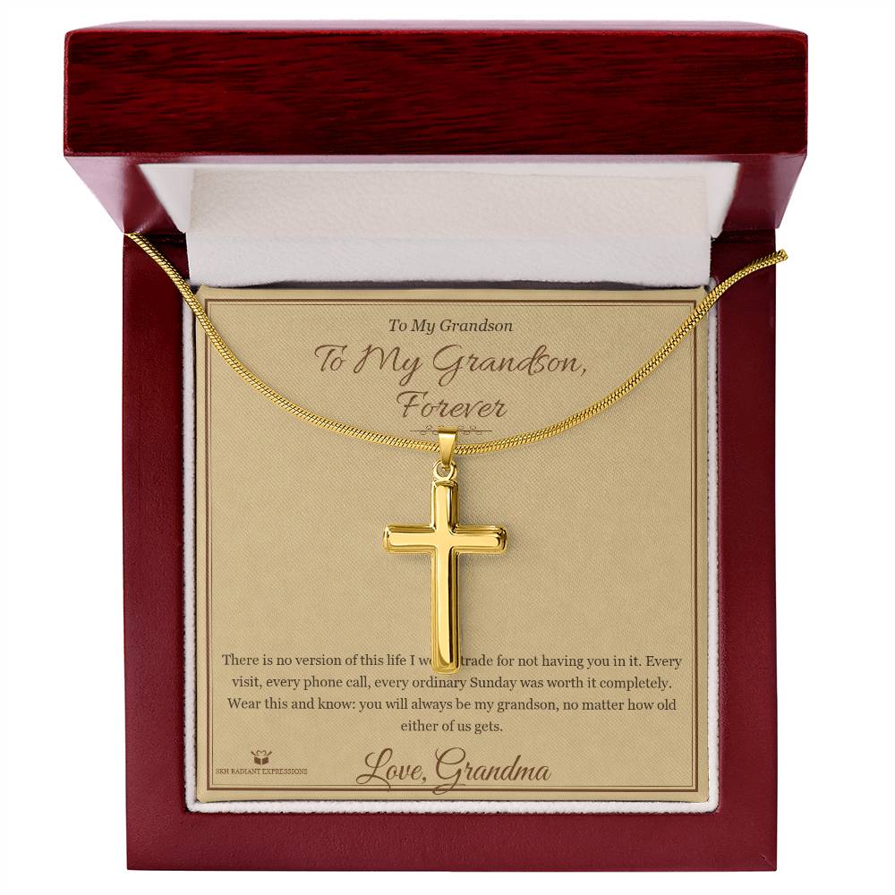 To My Grandson, Forever - Artisan Cross Necklace for Grandson - personalized keepsake gift from SKH Radiant Expressions
