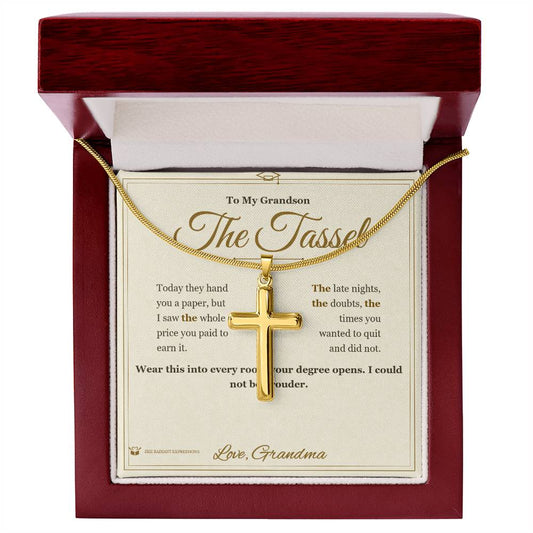 The Tassel - Artisan Cross Necklace for Grandson - personalized keepsake gift from SKH Radiant Expressions