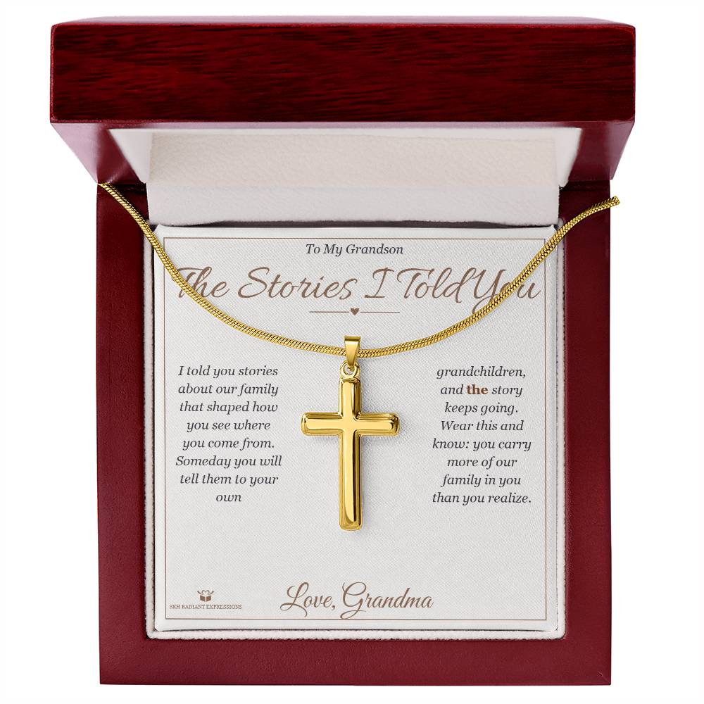 Artisan Cross Necklace gift for grandson from Grandma