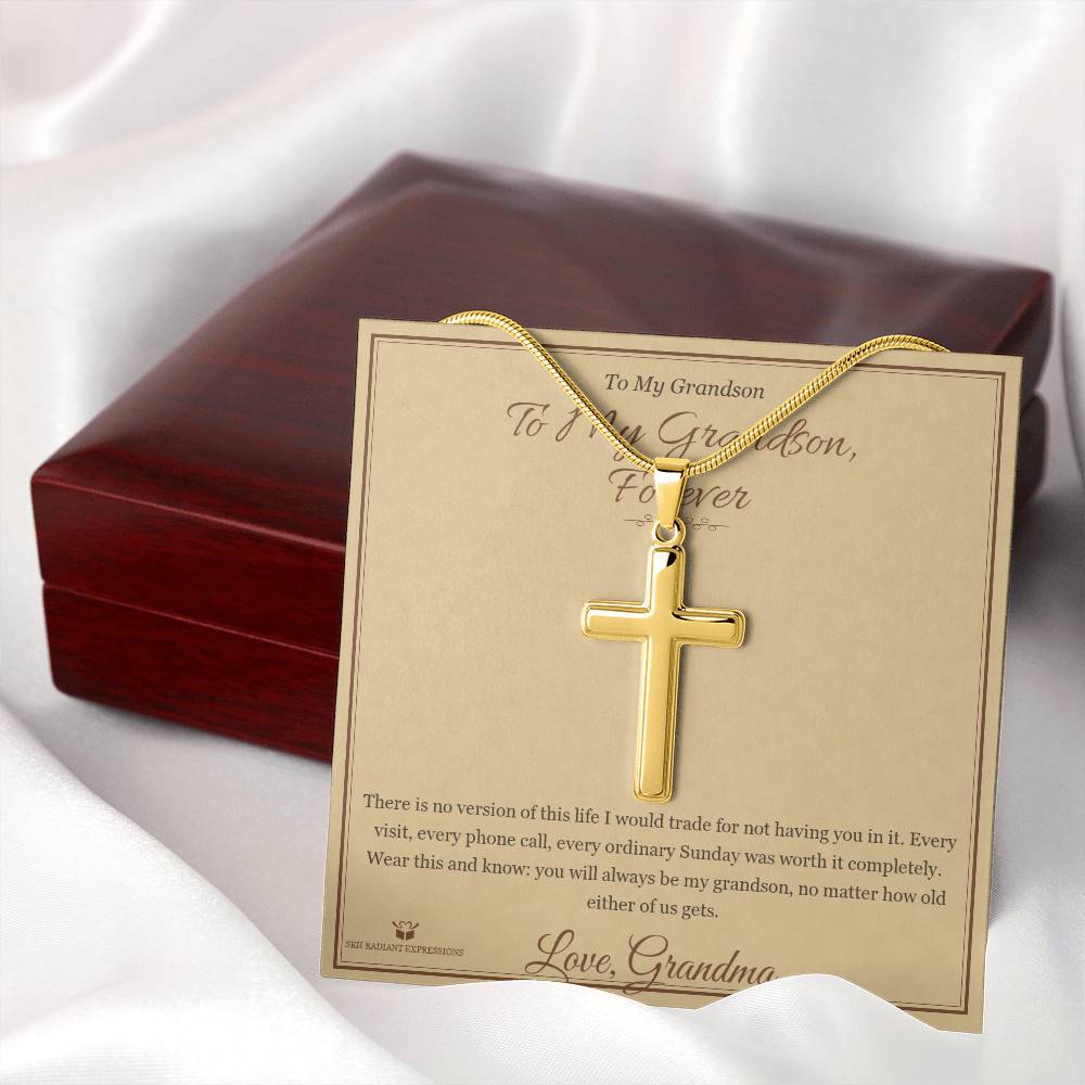 To My Grandson, Forever - Artisan Cross Necklace for Grandson - personalized keepsake gift from SKH Radiant Expressions