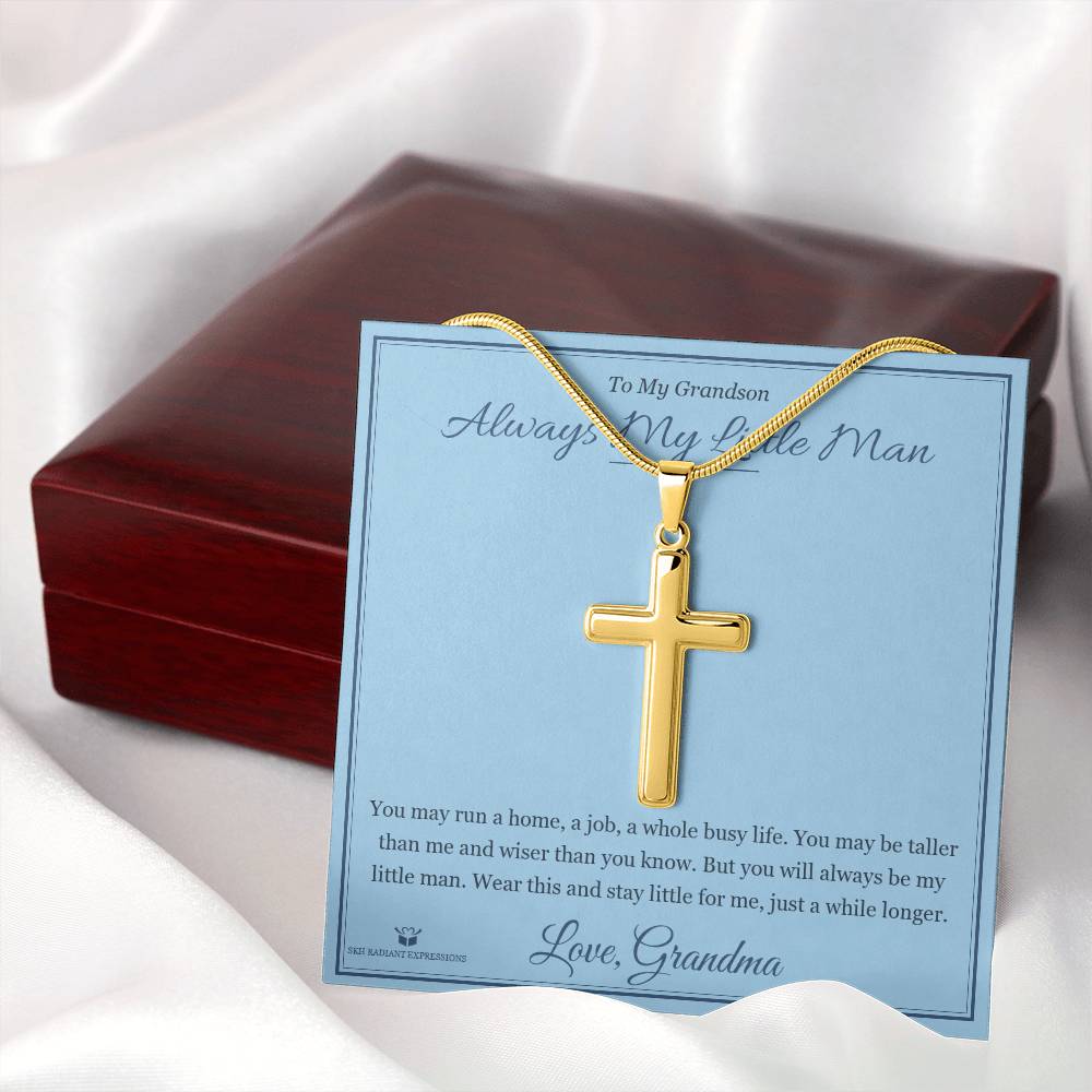 Always My Little Man - Artisan Cross Necklace for Grandson - personalized keepsake gift from SKH Radiant Expressions